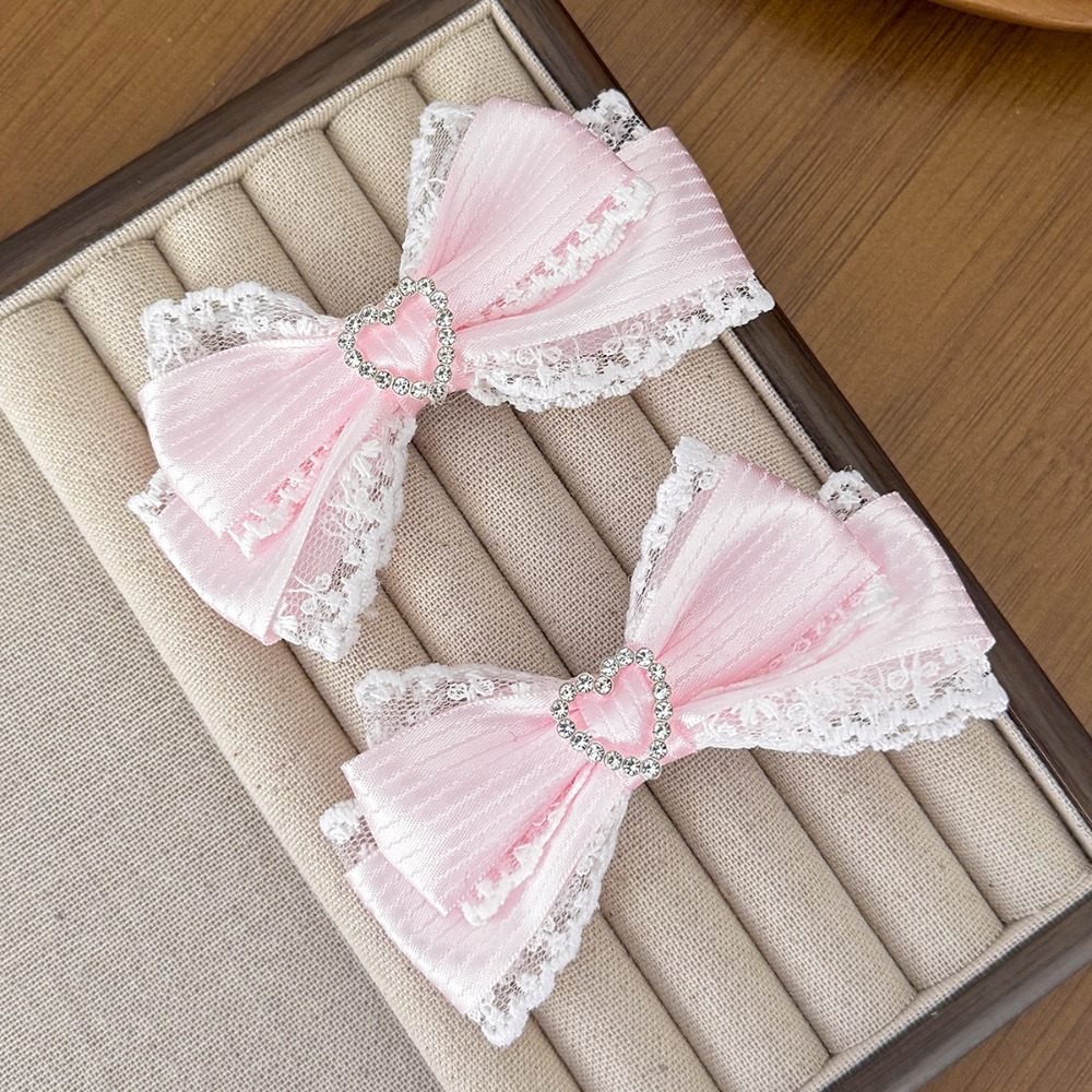 Lace Ribbon Trim - 1 Pair Satin Ribbon Bow Hair