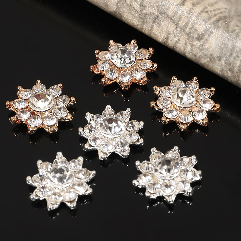 Sew On Rhinestone - Engood 100Pcs 17mm Snowflake Rhinestone Button