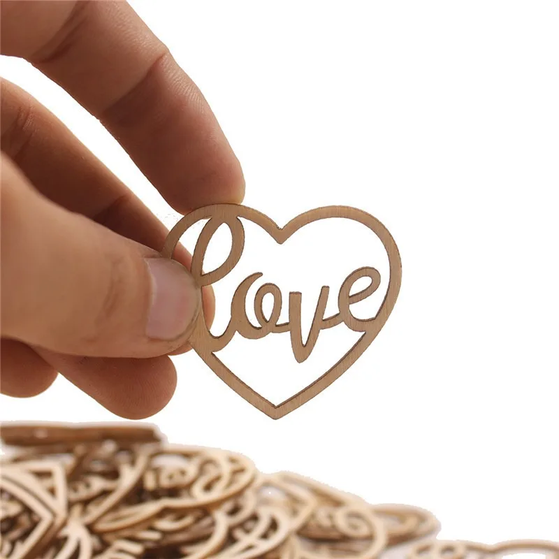 50pcs Heart Wooden Ornament He - огляд і ціна Embellish Craft