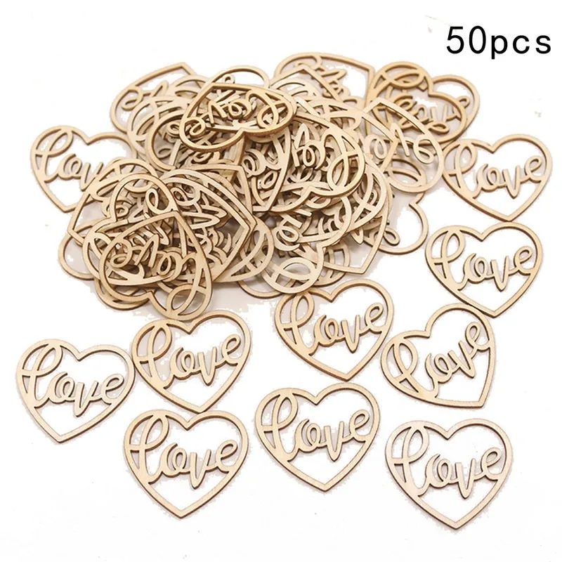 50pcs Heart Wooden Ornament He - огляд і ціна Embellish Craft