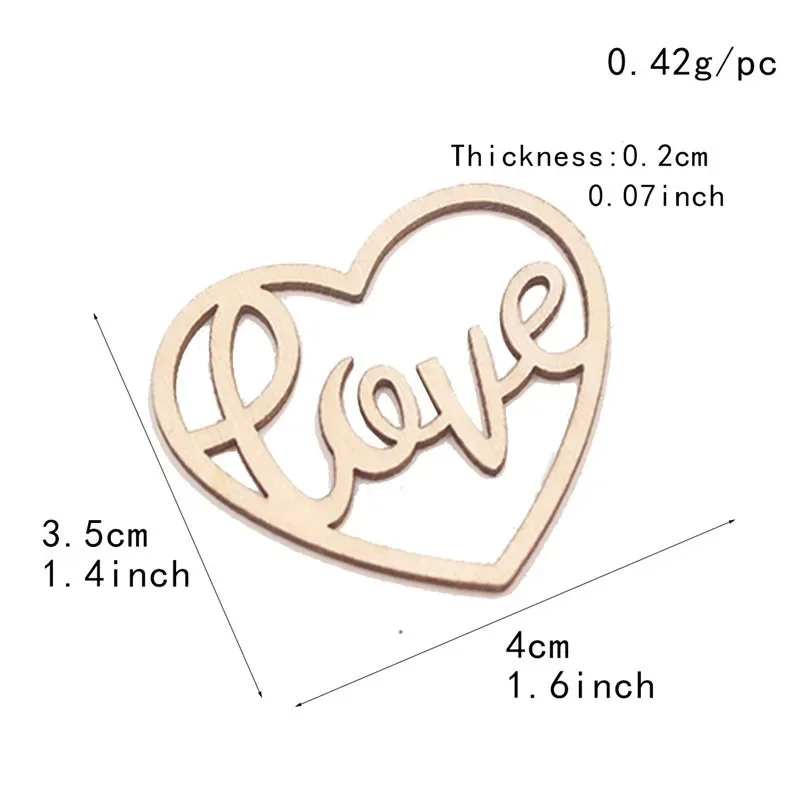 50pcs Heart Wooden Ornament He - огляд і ціна Embellish Craft