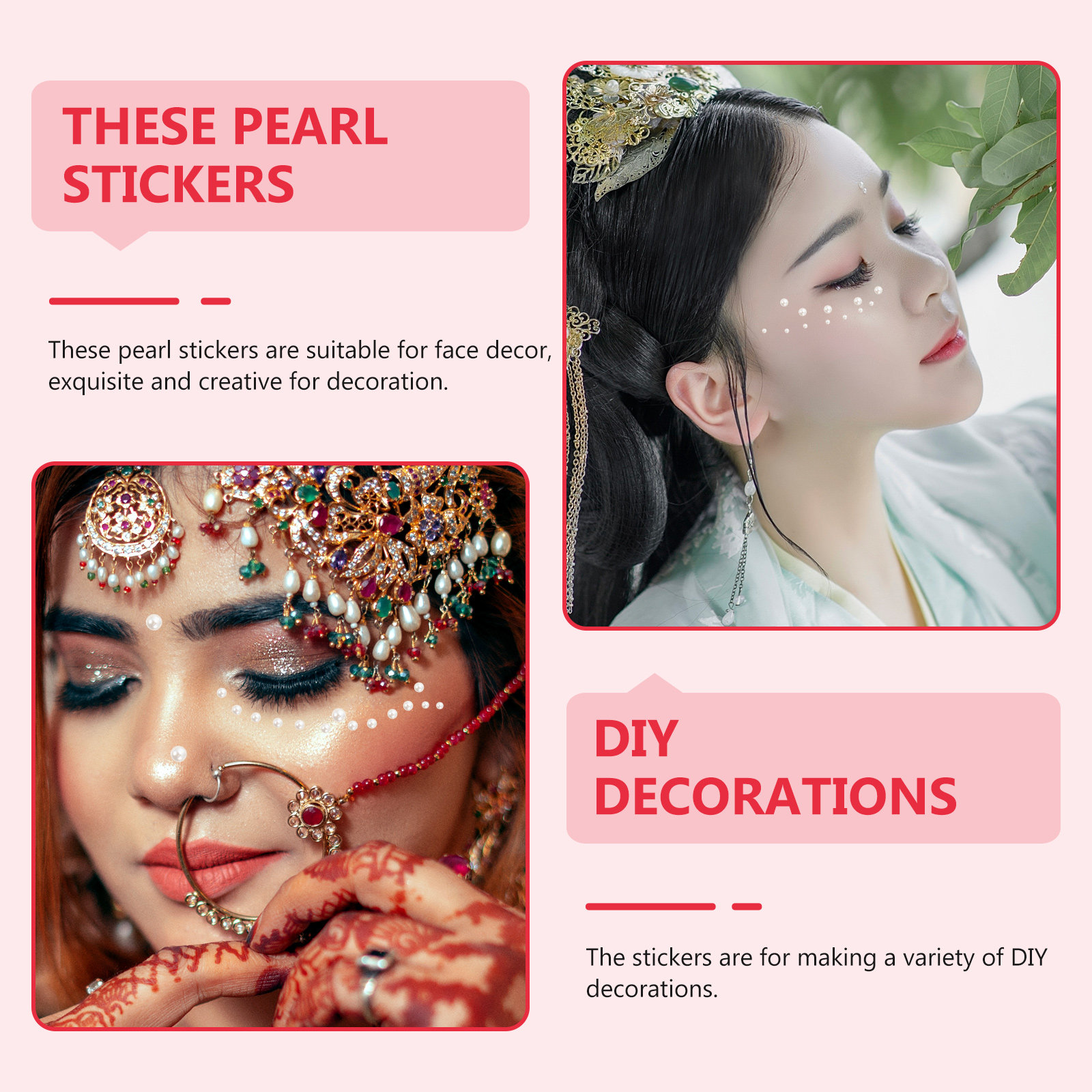 5Pcs Pearl Face Stickers Adhes - огляд і ціна Embellish Craft
